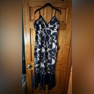 Lulu's Navy Floral Midi Dress